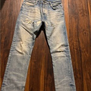 Men's Distressed Blue Jeans